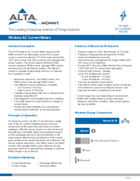 Thumbnail of document Data Sheet - MS2-9-W2-CM-020 Monnit Alta Wireless 20 & 150 Amp AC Current Meters